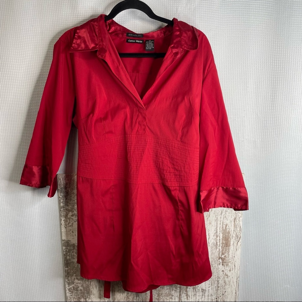 Cotton Works Stretch Red Top Size 2X